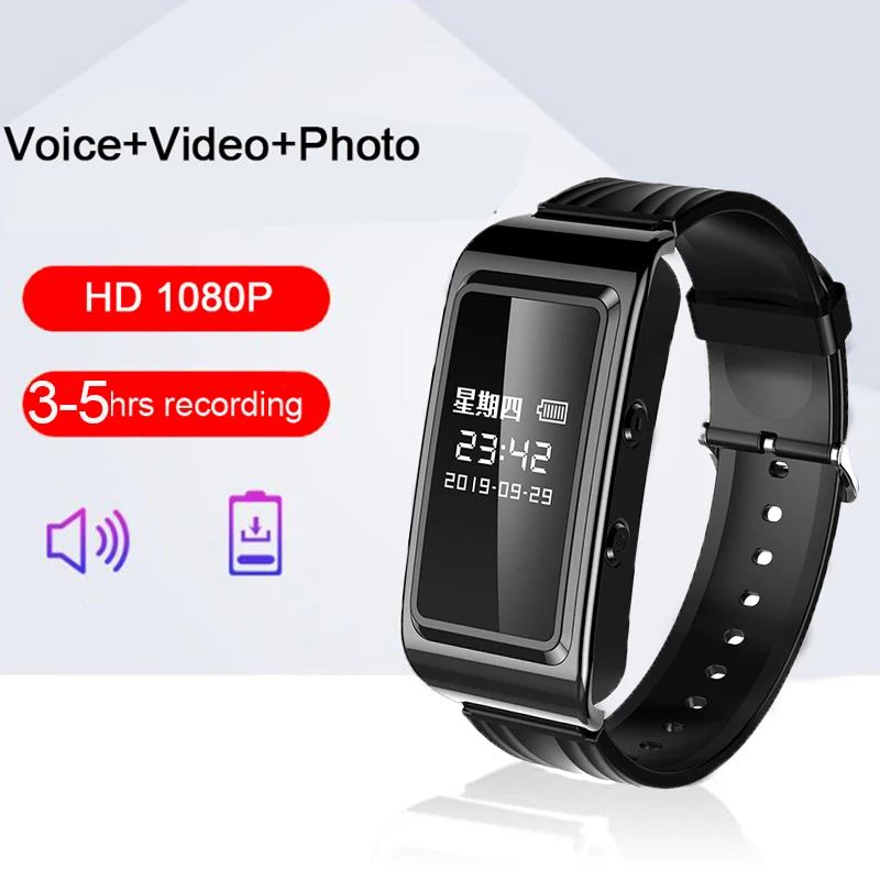 1080P Профессиональный видеорегистратор Smartband диктофон HD экран смарт-браслет 128 ГБ |