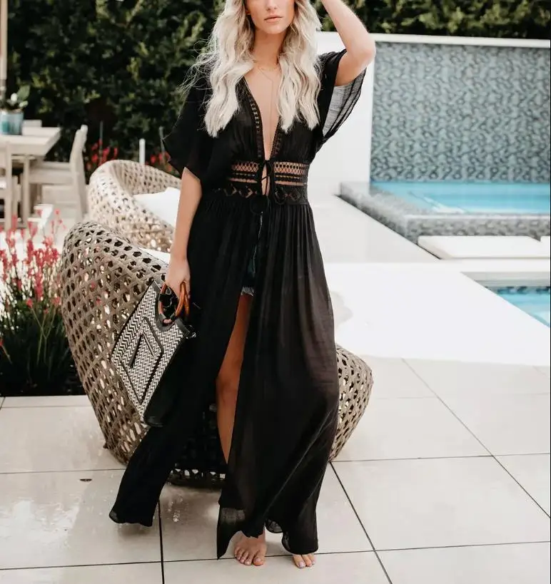 Платье женское пляжное длинное в стиле бохо накидка для плавания пикантный