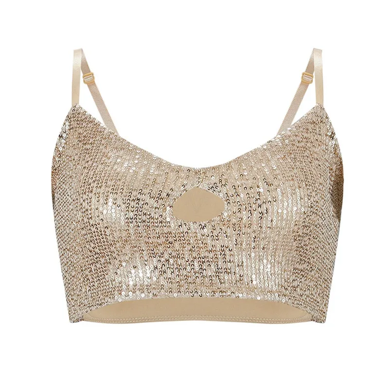 Женская майка с блестками повседневный короткий топ без рукавов глубоким