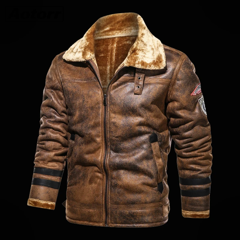 

2021 New Men's Leather Jacket Youth Male Plus Velvet Lapel Fashion Motorcycle Tops Autumn Winter Warm PU Faux Fur Coat Men 4XL
