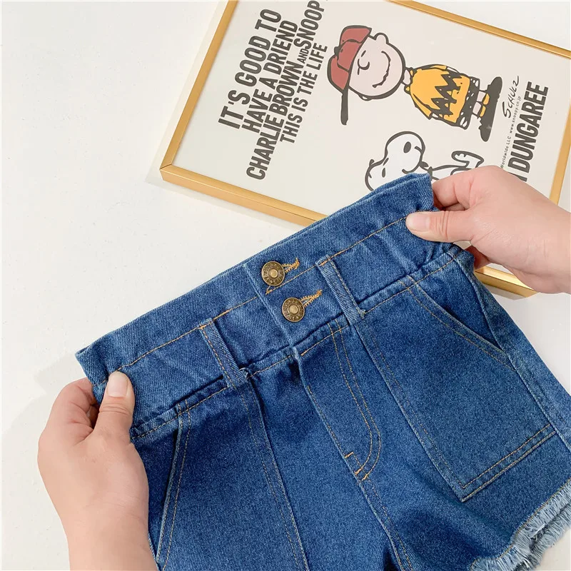 

WLG Girls Shorts Kids Summer High Waist Denim Blue Short Baby Girl Casual Clothes for 2-6 Years