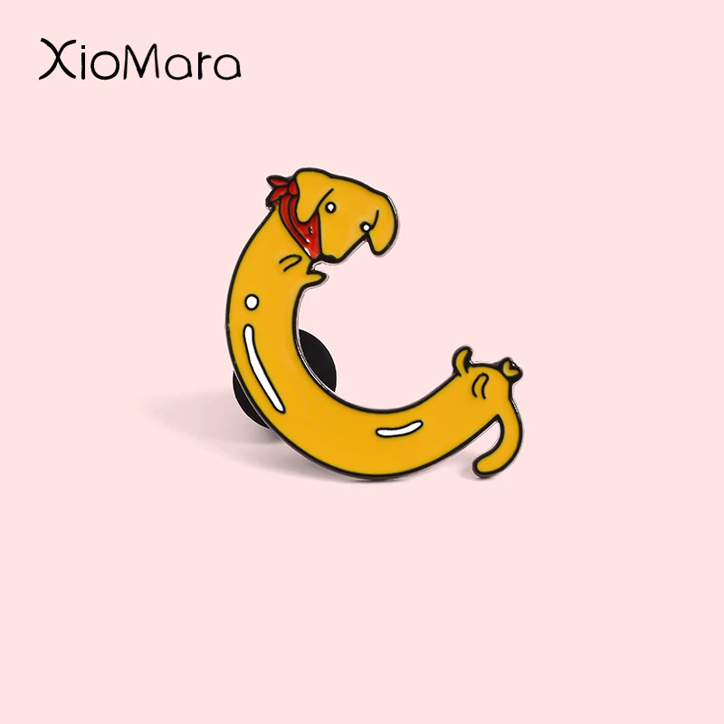 Ювелирные изделия с изображением щенка таксы эмалевой булавки желтой собаки