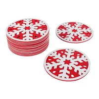 10pcs christmas snowflakes cup mat navidad new year dinner party dish tray pad for home table coffee drinks pad kitchen supplies