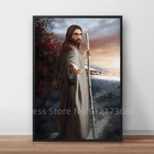 Картина на холсте с изображением Иисуса Христа, настенные художественные постеры и принты на религиозную тему, для гостиной, домашний декор
