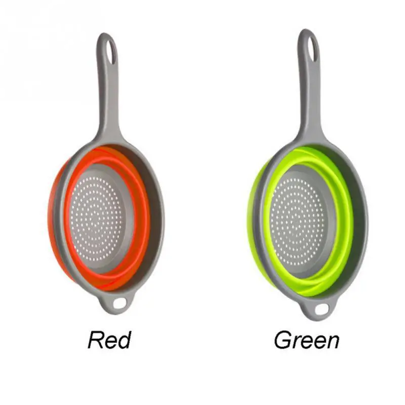 

1PC Folding Silicone Drain Basket Colander With Handle Fruit Vegetable Washing Strainer Drainer Kitchen Sifter Tool Accessories