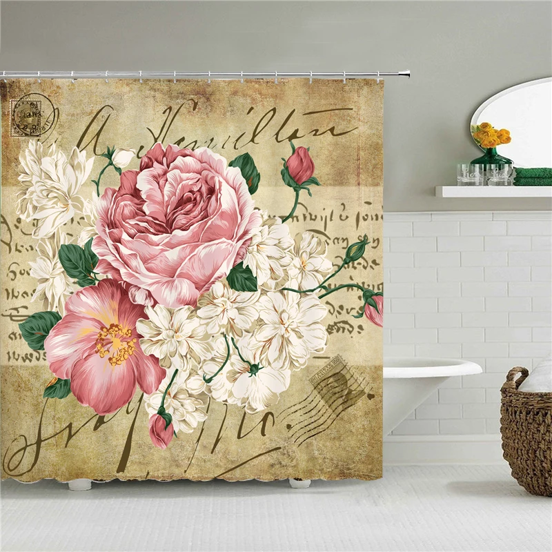 Европейские ретро занавески для душа с цветами занавеска ванной