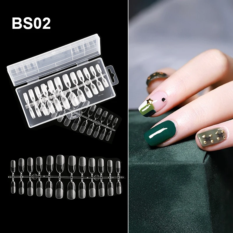 

ELSA Nails Extension System Full Cover Sculpted Clear Stiletto Coffin False Nail Tips 240pcs/Bag DIY