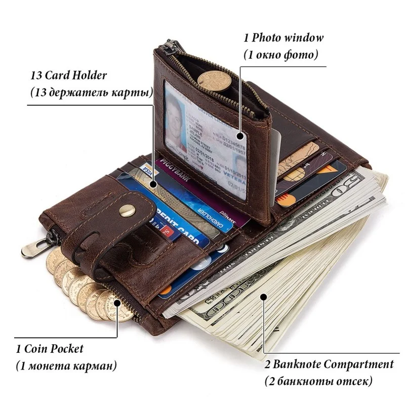 

Free Engraving 100% Genuine Leather Men Wallet Coin Purse Small Mini Card Holder Chain PORTFOLIO Portomonee Male Walet Pocket