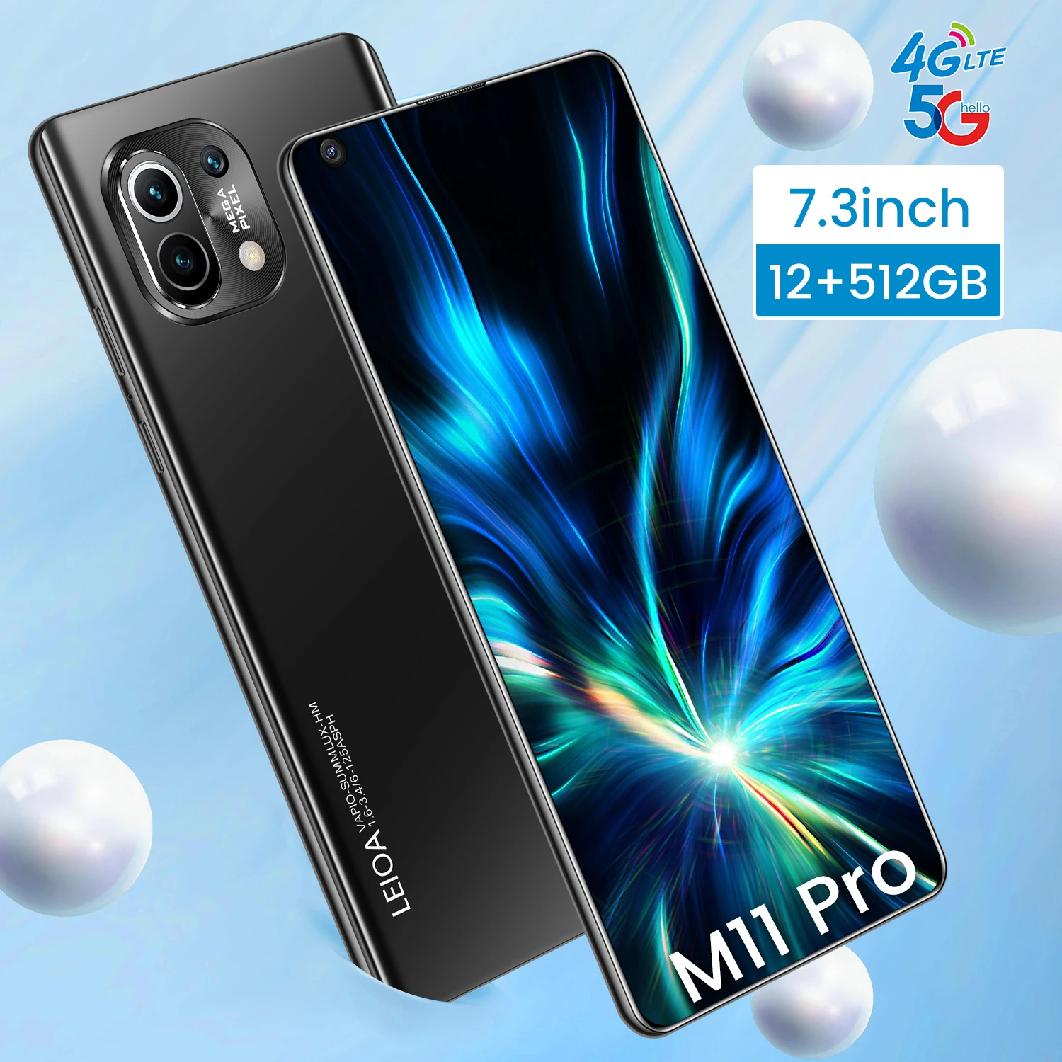 

7.3 M11 PRO Hot Sell Network 12G RAM 512G ROM MTK6889 Deca Core 16+32MP Android 10 Smartphone 4G 5G Mobile Phone Undefined