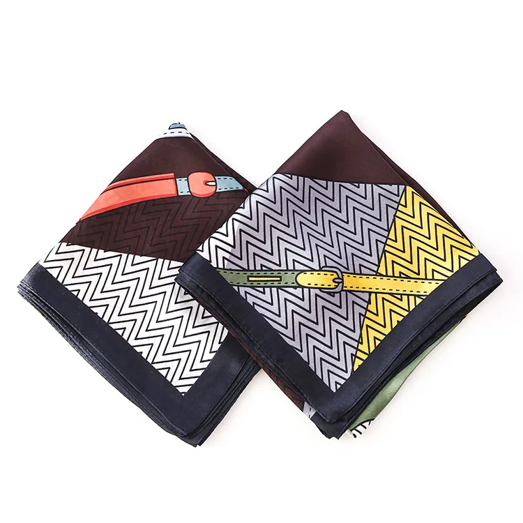 

Yishine 70x70CM 3 Colors Women Polyester Scarf Hraised Grain Belt Prints Summer Satin Wraps Rhombic Scarves Shawl