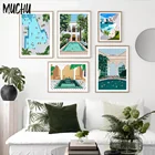Холст с изображением морского отдыха, летний бассейн, настенная живопись, художественный плакат, картина, нордический домашний декор