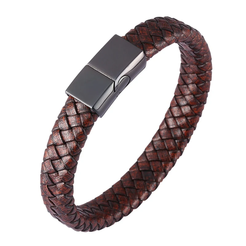 

Vintage Men Genuine Leather Bracelets Stainless Steel Magnetic Clasp Bracelets Fashion Wristband Male Jewelry Gift BB0450