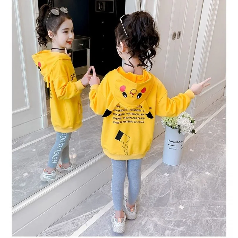 2020 New Fashion Big Girls Sports Suits Hoodie Collar Letter Clothing Set Teenage Spring Autumn Tracksuit Kids Yellow Sportswear