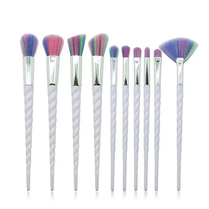 Профессиональные 10 шт. спиральные белые кисти для макияжа с ручками белая пудра