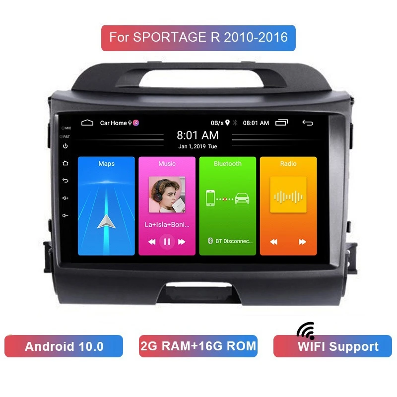 

10 Inch 2 Din Android 10.0 Car MP5 Player Stereo Radio 2+16GB Wifi Bluetooth GPS Navigation for Kia Sportage R 2010-2016