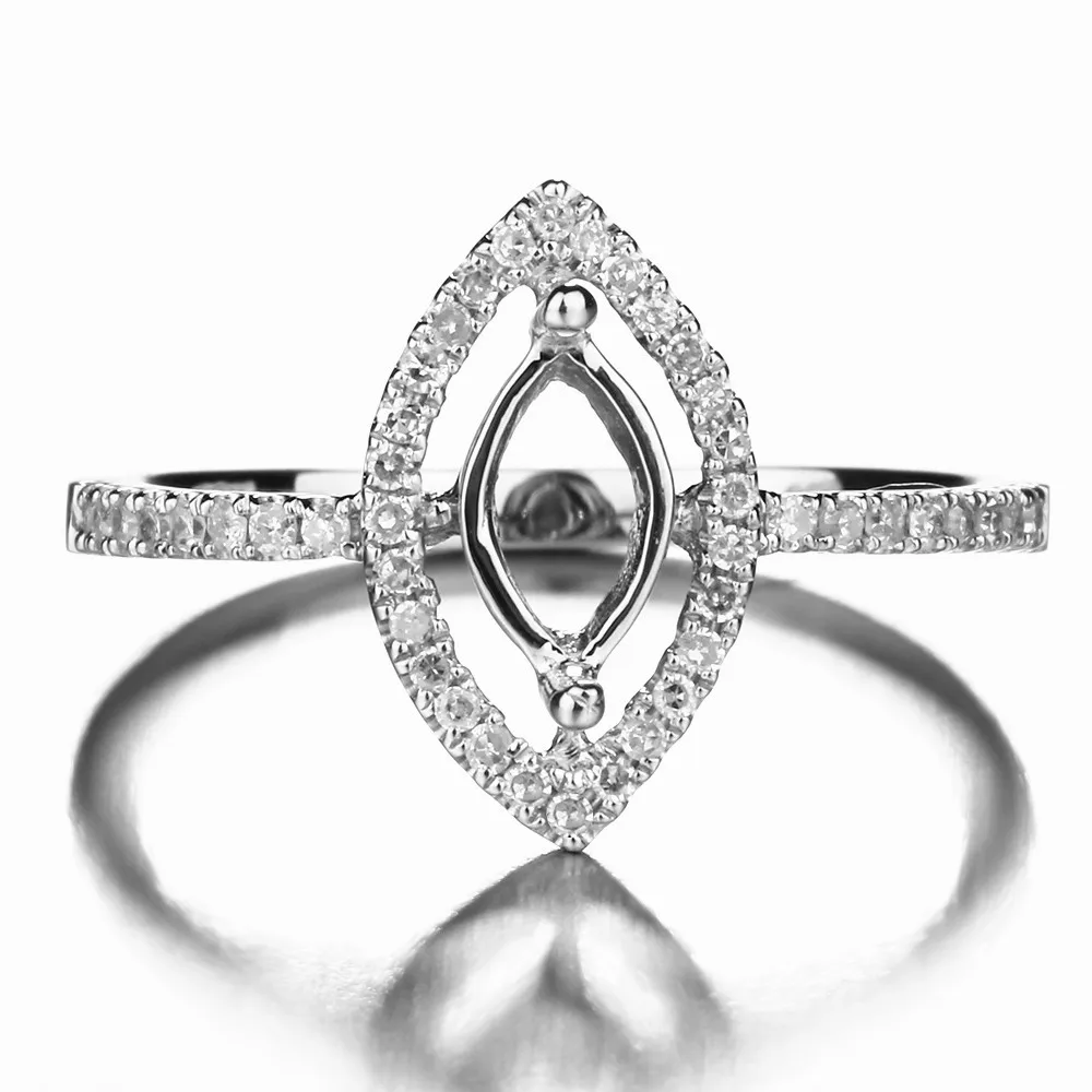 

HELON 8x4 мм Огранка маркиза одноцветное Белое золото 14 карат натуральный бриллиант полу крепление кольцо для помолвки, свадьбы установка для ж...