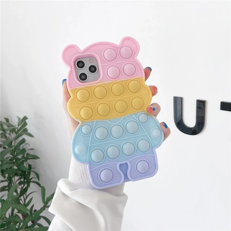 

Case for Oppo A15 A52 A72 A92 A93 A73 A32 A92S A55 A8 A3 Reno 4 5 Pop Fidget Toys Relieve Stress Push Bubble Rainbow Funda Capa