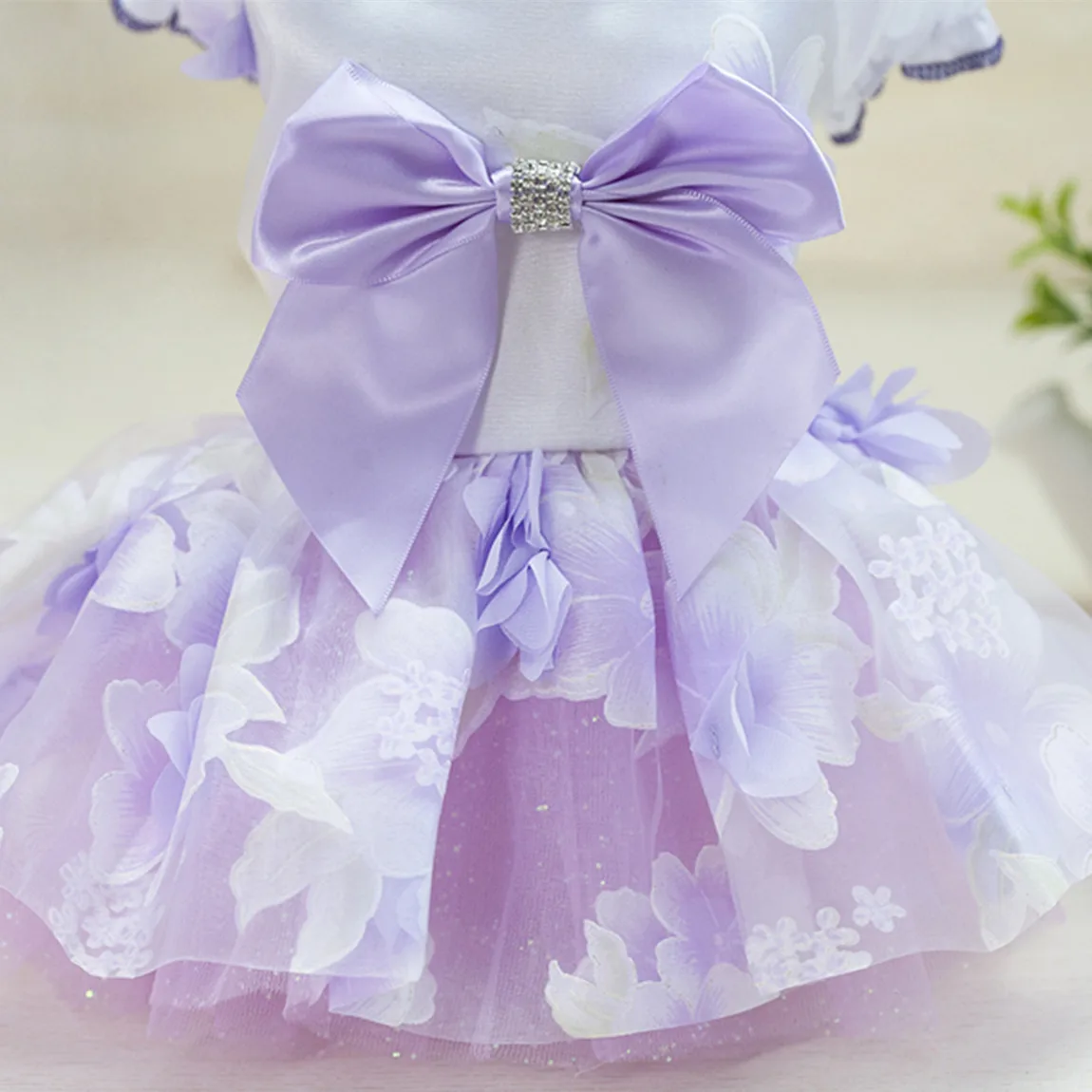 

Summer Lace Puffy Princess Dress Cotton Dress For Small Medium Dogs Soft Wedding Skirt Dot Bowknot Mesh Pet Clothing