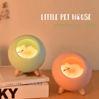 night light little pet house ambient lightcute shape usb rechargeable warm light decorative ambient lightdesk lampbar lamp