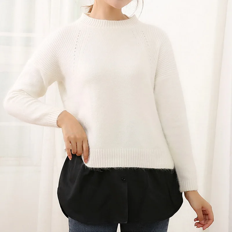 

2021 Women Decorative Skirt Solid Color A-Line False Fake Hem Button Black White Elastic Waist Layered Detachable Apron