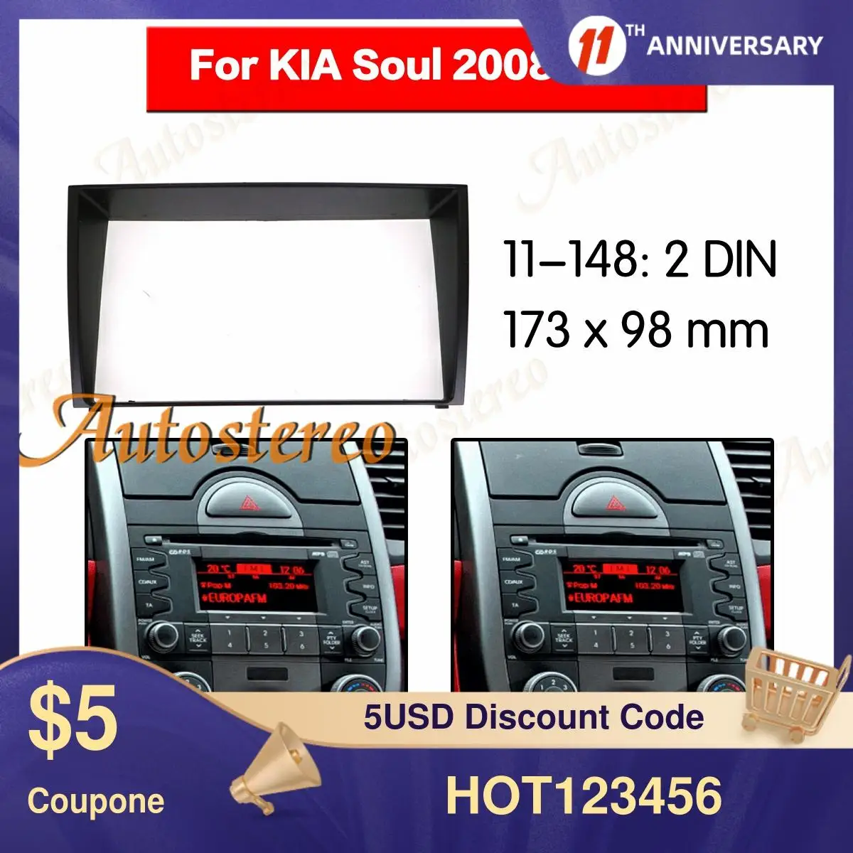 Автомобильный радиоприемник панель авто радио стерео для KIA Soul 2010 2DIN комплект