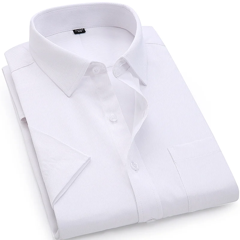DX8868-5 White Twill Высококачественное платье мужская летняя рубашка с коротким рукавом плюс размер 5XL 6XL 7XL 8XL Мужская Обычная Повседневная рубашка черного и белого цвета - Цвет: DX8868-5 White Twill