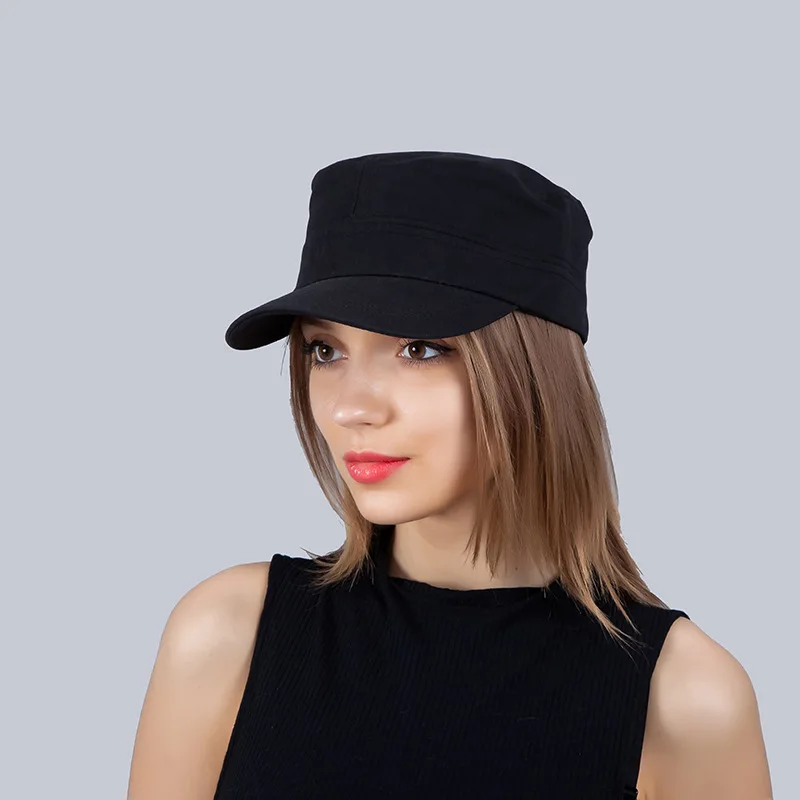 

2021 Hot Style Military Hats Men Women Solid Color Flat Top Boys Octagonal Hats Korean Version Fashion Adjustable Baseball Caps