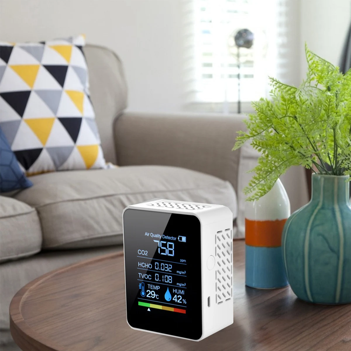 

Multifunctional 5in1 CO2 Meter Digital Temperature Humidity Tester Carbon Dioxide TVOC HCHO Detector Air Quality Monitor