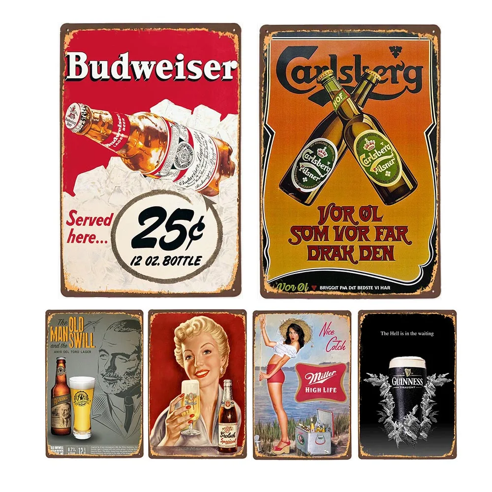 

Home Decor Vintage Metal Poster Alcohol Brewing Beer Plates Decorative Bar Pub Club Wall Tin Painting Retro Plaque 20x30cm