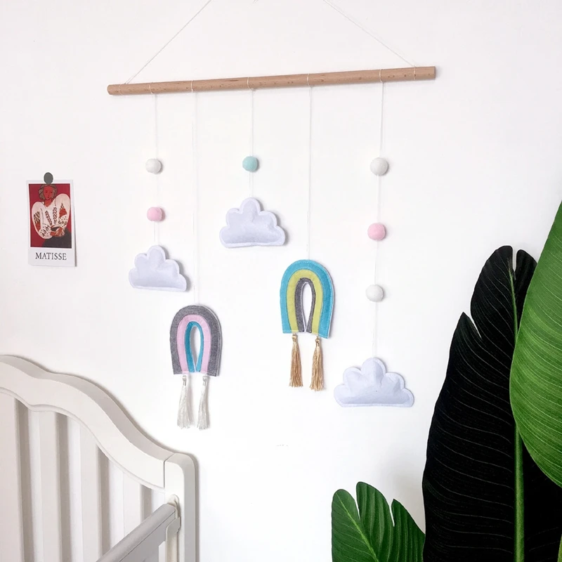 

Nordic Kids Room Felt Cloud Wall Hanging Decor Rainbow Wall Decoration for Baby Girl Boy Room Decor