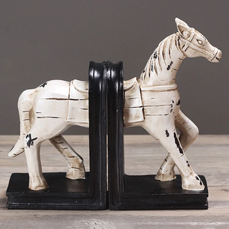 Ретро книжные полки украшения для офиса полимерная Конская скульптура
