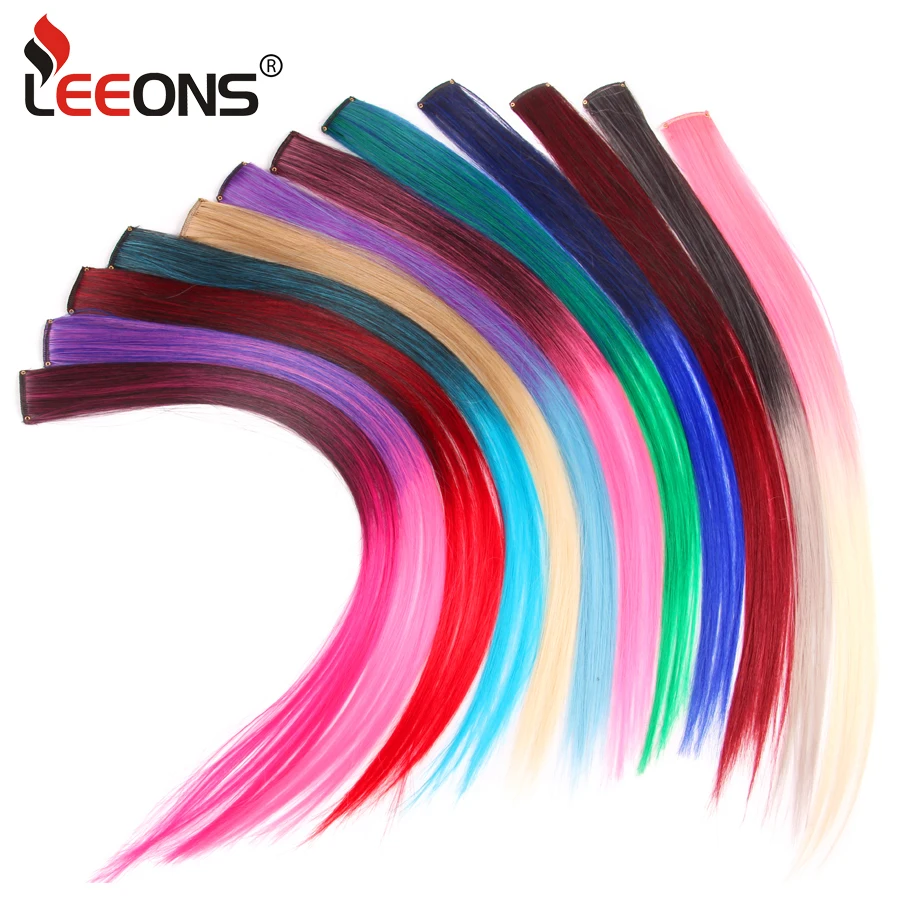 87Color Synthetic Ombre Pink Hairpiece Clip On Hair Extension Clip In Hair Clips Colored Strands For Hair On Hairpins Rainbow