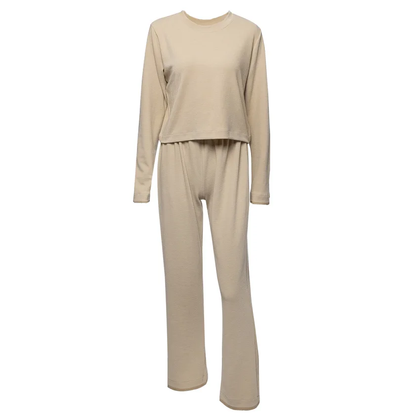 Повседневный Однотонный женский свитер с длинным рукавом и круглым вырезом