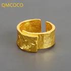 Регулируемые кольца QMCOCO для мужчин и женщин, открытые кольца с цепочкой геометрического дизайна 925 серебристый неправильной формы