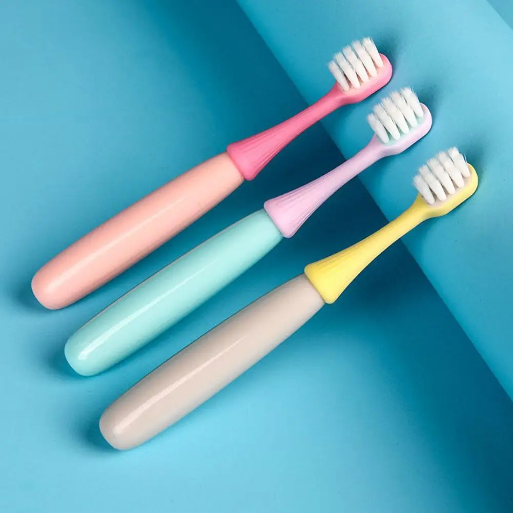 Cepillos de dientes suaves con forma de seta para ni&ntilde;os, suministros de limpieza Dental, cuidado bucal, 3 piezas-0