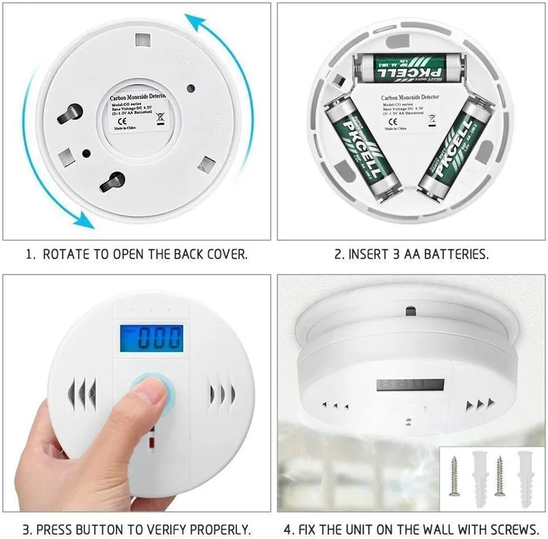 

Sensitive Home CO Sensor Detector Wireless CO Carbon Monoxide Poisoning Smoke Gas Sensor Warning Alarm Detector LCD Indicator