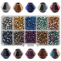 2 3 4 6 8mm ab czech crystal glass bicone bead kit for making jewelry crafts material plated color loose spacer beaded wholesale