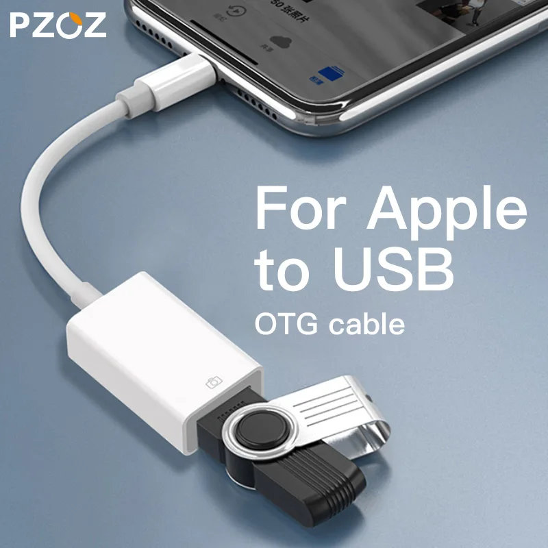 PZOZ, 2 в 1, OTG, для Apple iPhone, USB, устройство для чтения камер, зарядный кабель для IPhone 11 Pro X XS Max 8 7 6, USB, устройство для чтения карт, разветвитель, концентратор