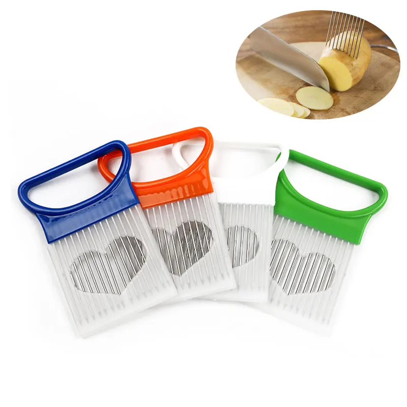 Нож для резки томатного лука направляющий держатель помощи фруктов вилка из