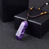 natural pyramid amethysts pendant necklaces women crystal quartzs energy stone healing nature stone necklace meditation jewelry