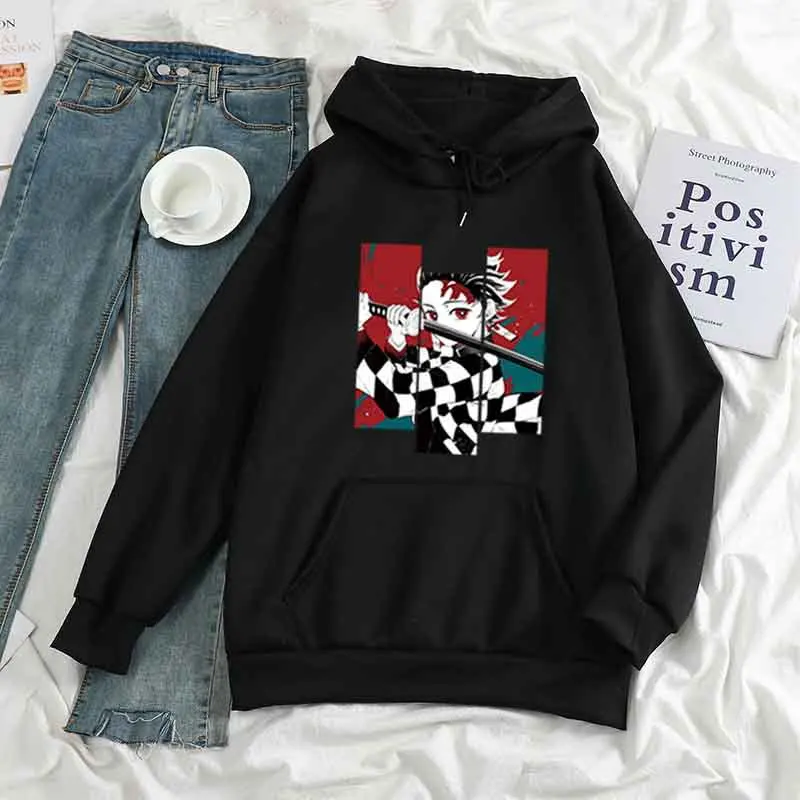 

2021 kpop ulzzang Hoodies Women or Man Two-dimensional printing Sweatshirts Pullovers Big size Funny Harajuku Demon eyes Hooded