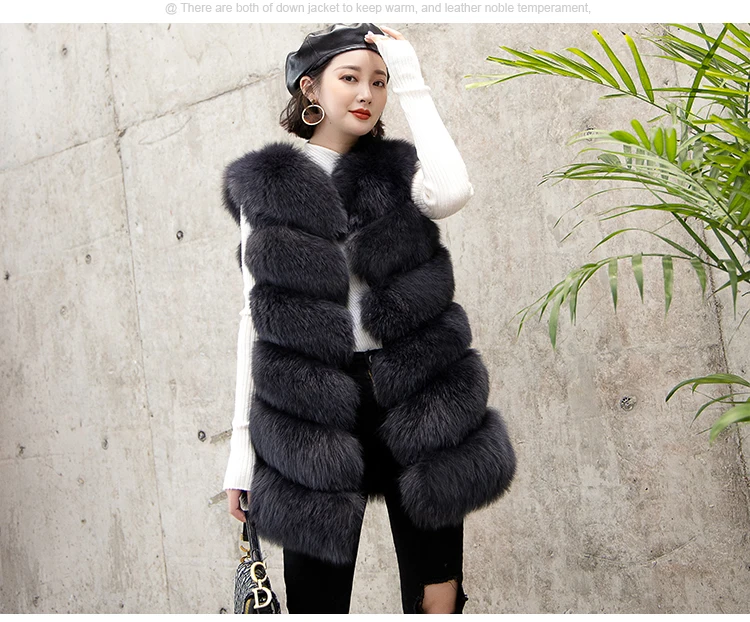 new real natural whole fur six-section fox vest ladies winter long warm fashion vest