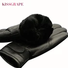 Мужские водонепроницаемые перчатки из натуральной кожи, большие толстые перчатки из овечьего меха, зима 2022