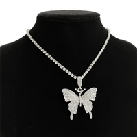 goth punk big butterfly pendant necklace rhinestone chain for women bling chain crystal choker necklace statment jewelry