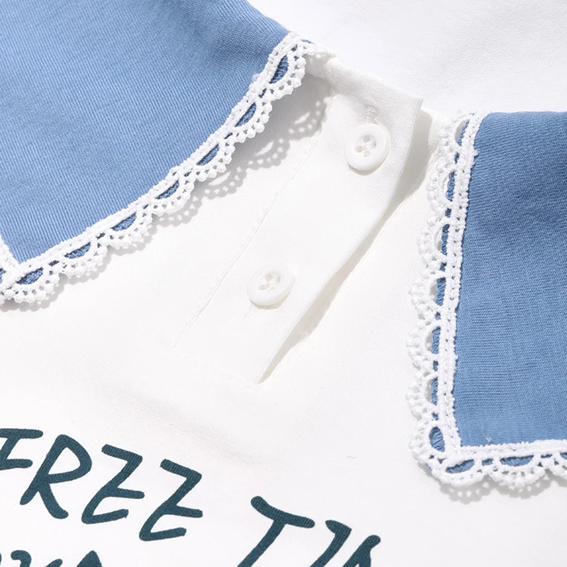 

Designed Women Doll Collar Short-sleeved T-shirt Japanese Kawaii Rabbit Printing Lolita Tops 2021 New Style Summer Tees Clothing