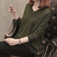 woman sweaters green slim fit sexy knitted womens spring autumn v neck casual sweater femme chandails pull hiver oversized tops