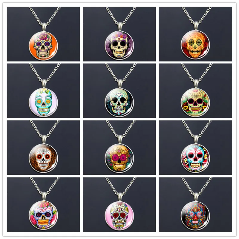 Стеклянная подвеска День мертвых для мужчин и женщин|Подвески| |
