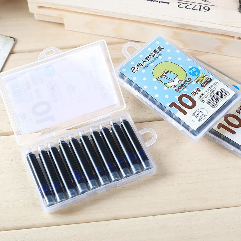 

Wholesale Price 10PCS Disposable Blue and Black Red Fountain Pen Ink Cartridge Refills Length Fountain Pen Ink Cartridge Refills