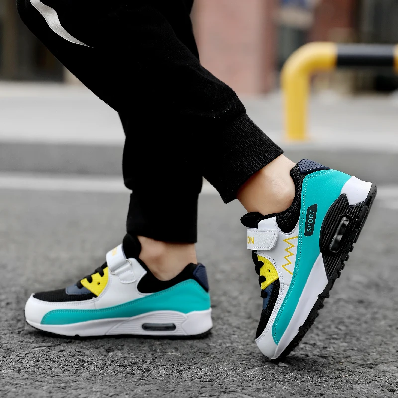 School Boys Sport Sneakers Kids Air Cushion  Running Shoes Children Breathable Mesh Walking Tenis Casual Shoes for Girl Non-Slip