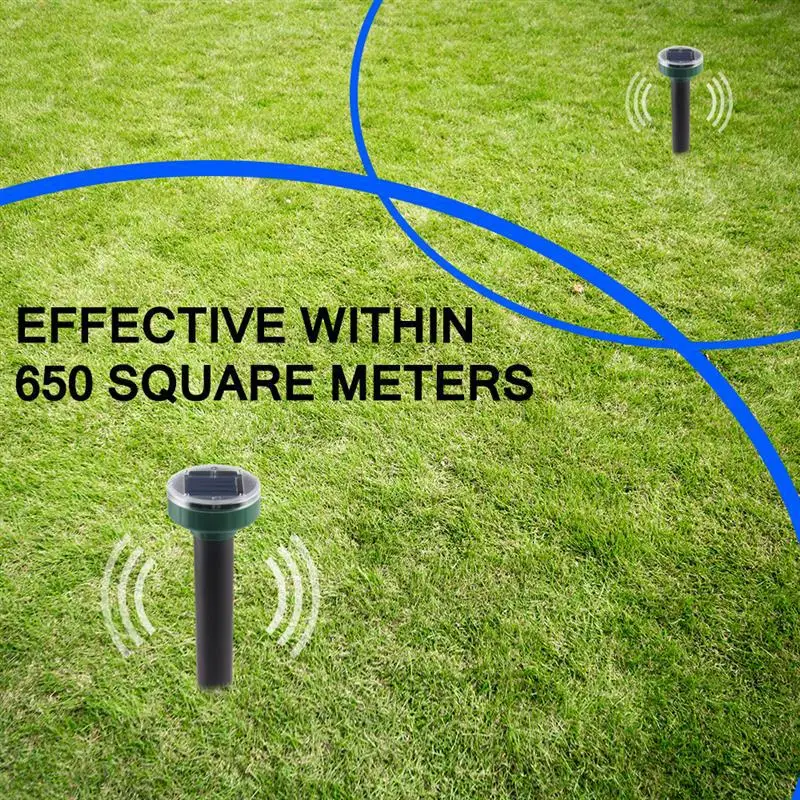 2 Pcs Outdoor Solar Powered Ultrasonic Sonic Mouse Mole Pest Rodent Repeller Repellent Yard LED Light Lamp Garden Tools | Дом и сад